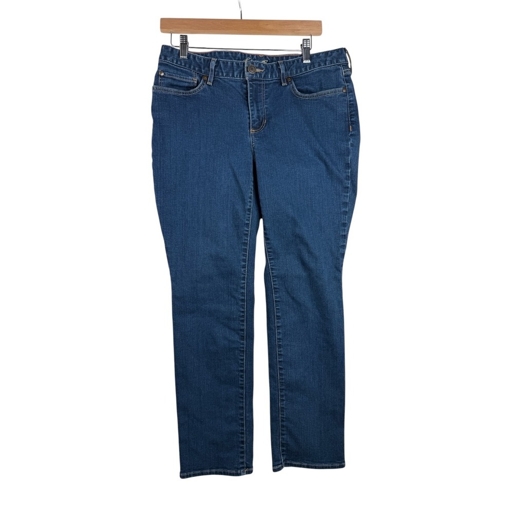 Eddie Bauer Women's Curvy Straight Jeans size 12 Petite Blue Denim
